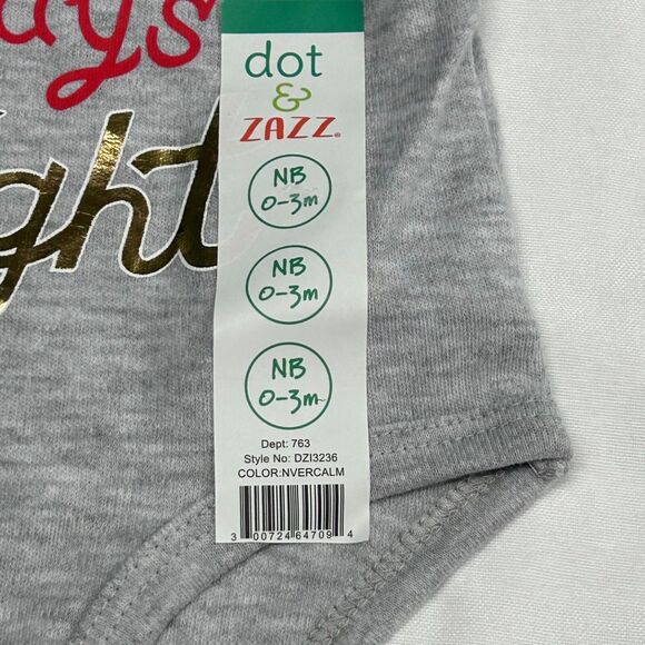 NWT Dot & Zazz Newborn 0-3 Months "Never Calm Always Bright" Christmas 1-Piece - Picture 7 of 7